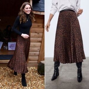 Zara Leopard Midi Skirt Size M ASO Kate Middleton